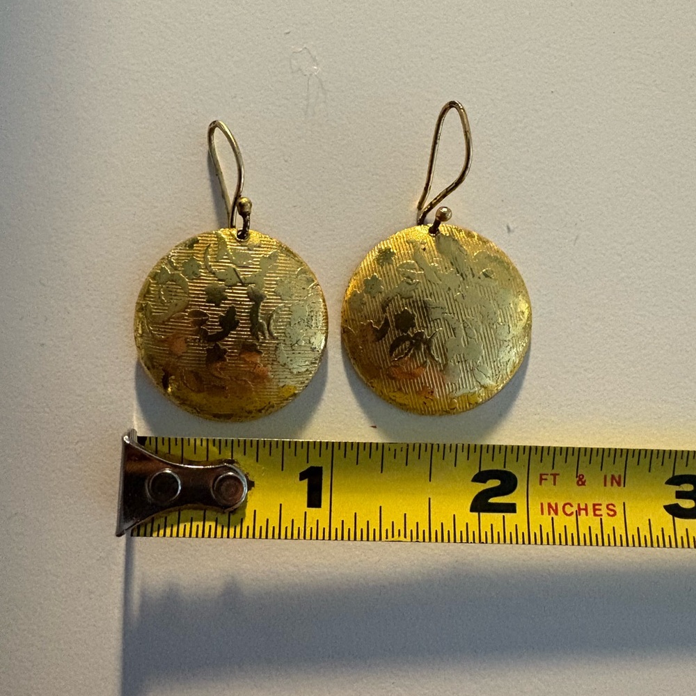 Gold Textured Dangle Earrings